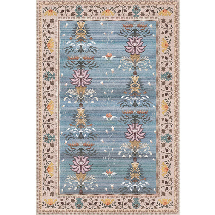 BowLift | Pink Shabby Chic Carpet Polyester Tribal Floral Pattern Carpet Pet-Friendly Washable Non-Slip Back Carpet for Decoration