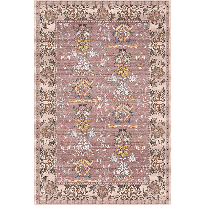 BowLift | Pink Shabby Chic Carpet Polyester Tribal Floral Pattern Carpet Pet-Friendly Washable Non-Slip Back Carpet for Decoration