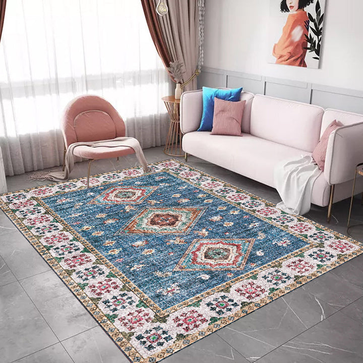 BowLift | Pink Shabby Chic Carpet Polyester Tribal Floral Pattern Carpet Pet-Friendly Washable Non-Slip Back Carpet for Decoration