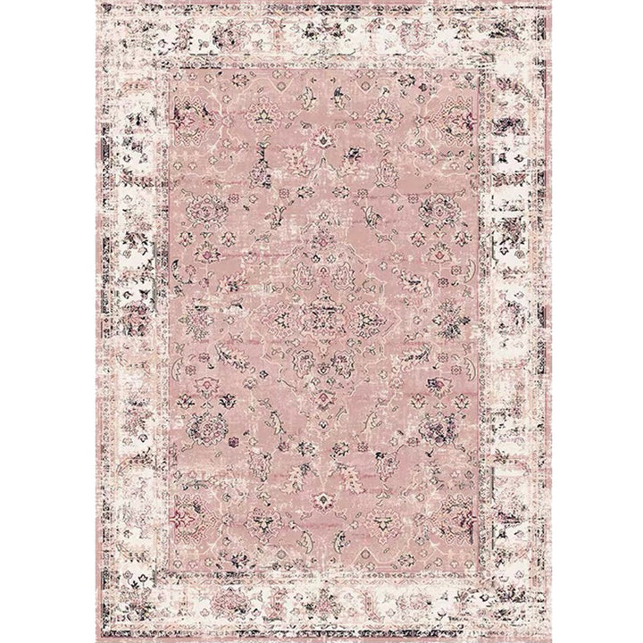 BowLift | Pink Shabby Chic Carpet Polyester Tribal Floral Pattern Carpet Pet-Friendly Washable Non-Slip Back Carpet for Decoration
