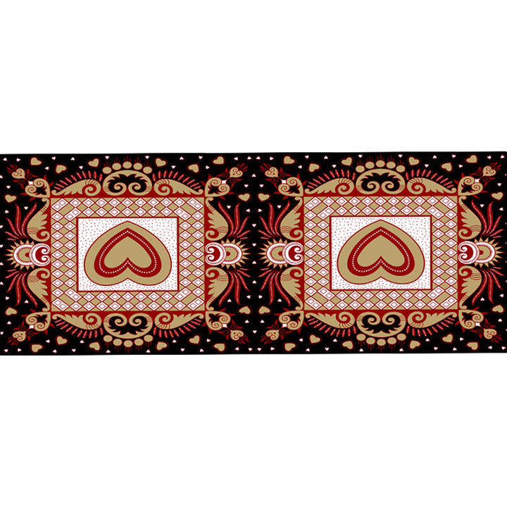 BowLift | Unique Heart Pattern Rug Black and Green Moroccan Rug Polyester Pet-Friendly Non-Slip Back Washable Rug for the Living Room