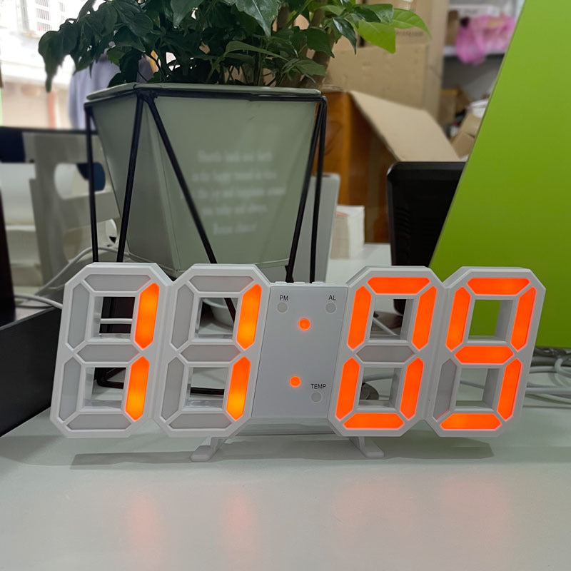 3D Digital Alarm Clock Home Desktop Wall Hanging Living Room Advanced Sense Creative LED Wall Hanging Electronic Clock Hanging Meter
