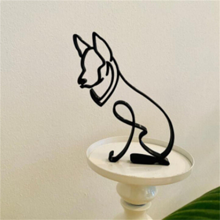 Simple Metal Dog Art Sculpture Ornaments Home Decoration