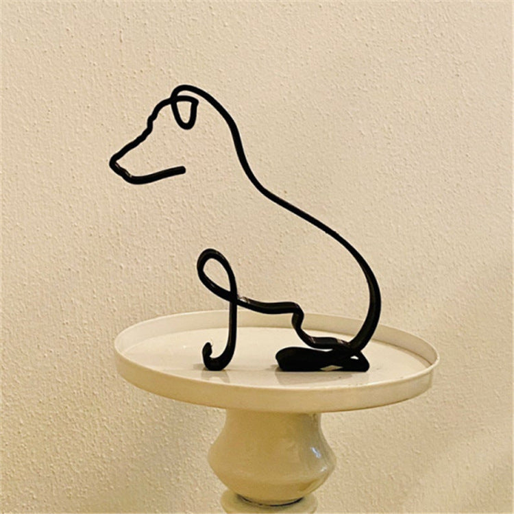 Simple Metal Dog Art Sculpture Ornaments Home Decoration