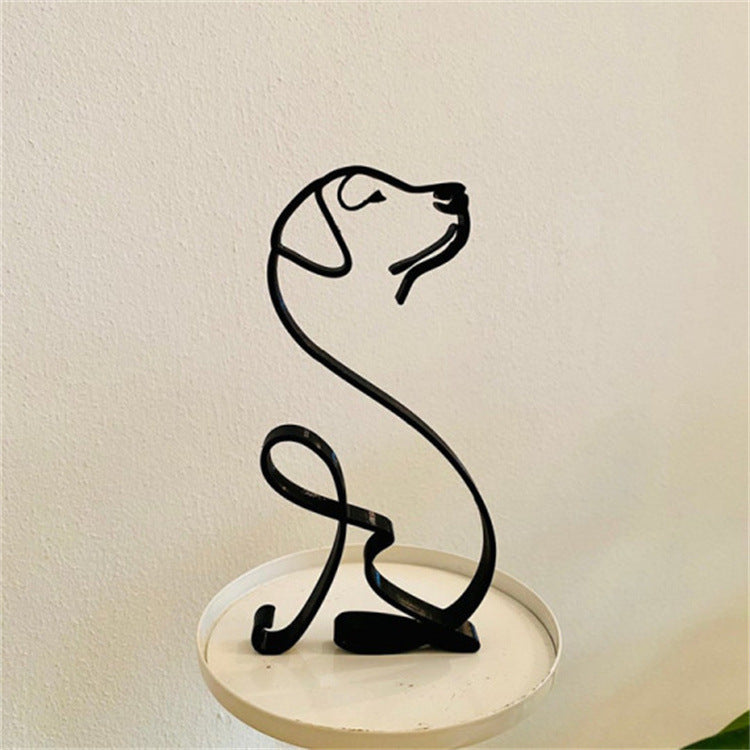 Simple Metal Dog Art Sculpture Ornaments Home Decoration