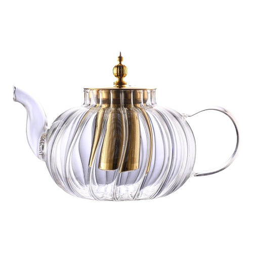 BowLift 丨1250ml Striped Glass Teapot, Tea Separator for Home Office Gifting