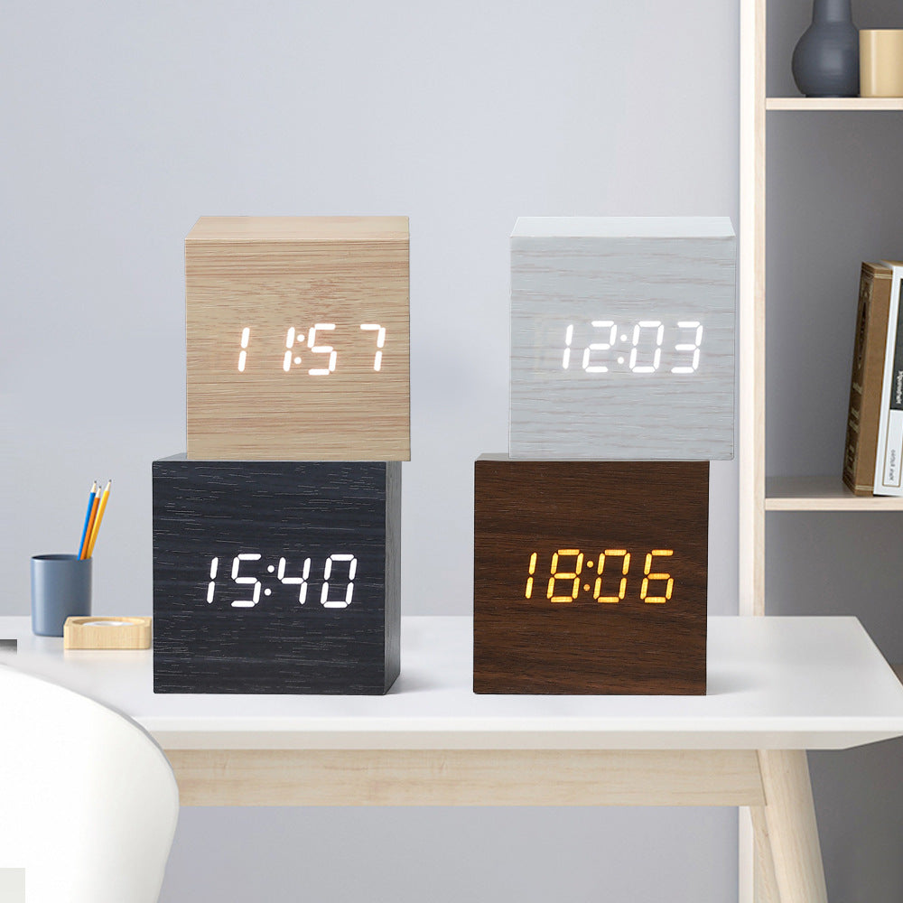 BowLtt|Square Digital Clock Thermometer(Material: Sleek Body; Function: Time Display   Temperature Monitoring; Application: Bedside Placement, Home Decoration)
