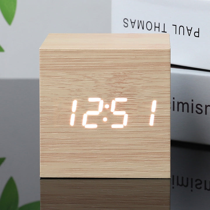 BowLtt|Square Digital Clock Thermometer(Material: Sleek Body; Function: Time Display   Temperature Monitoring; Application: Bedside Placement, Home Decoration)