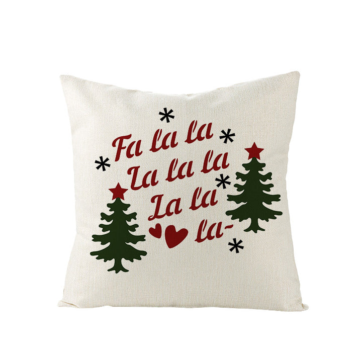 Festive Linen-Texture Decorative Throw Pillow Cover with Sleigh Rides Graphic