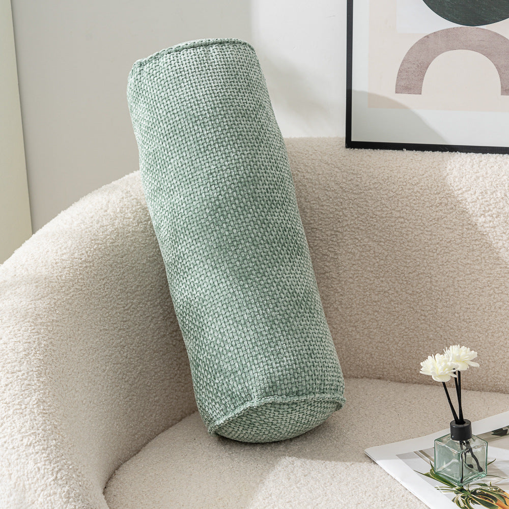 BowLift 丨 Chenille Cylinder Pillow Japanese Minimal Sofa Pillow Ergonomic Cervical Pillow