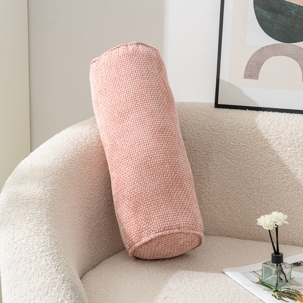 BowLift 丨 Chenille Cylinder Pillow Japanese Minimal Sofa Pillow Ergonomic Cervical Pillow