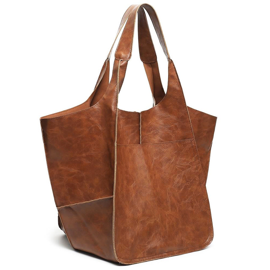 BowLift 丨 Women's Fashionable Simple Soft Leather Large Capacity Shoulder Tote Bag