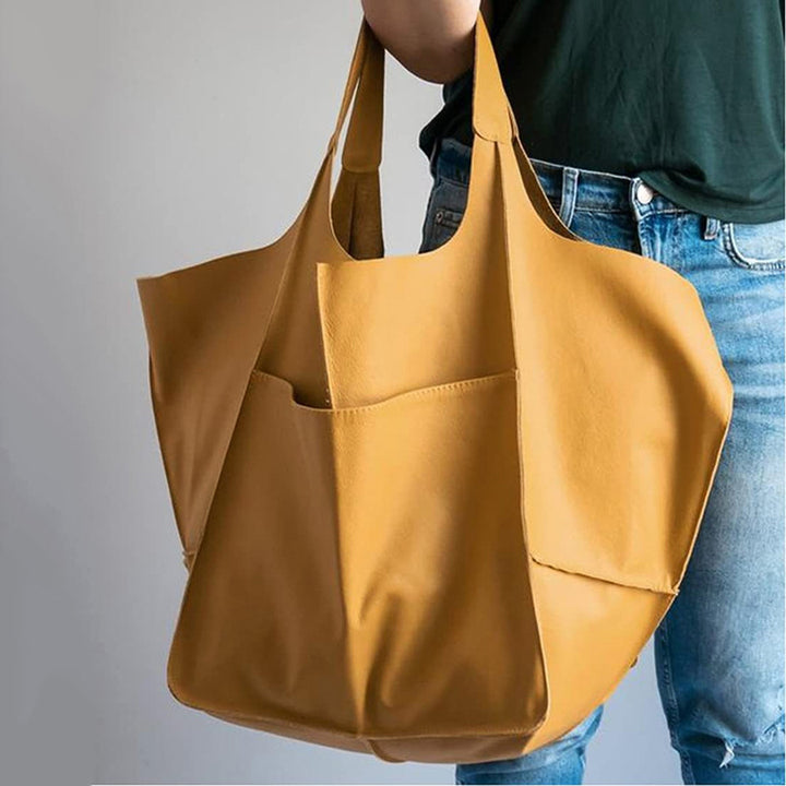 BowLift 丨 Women's Fashionable Simple Soft Leather Large Capacity Shoulder Tote Bag