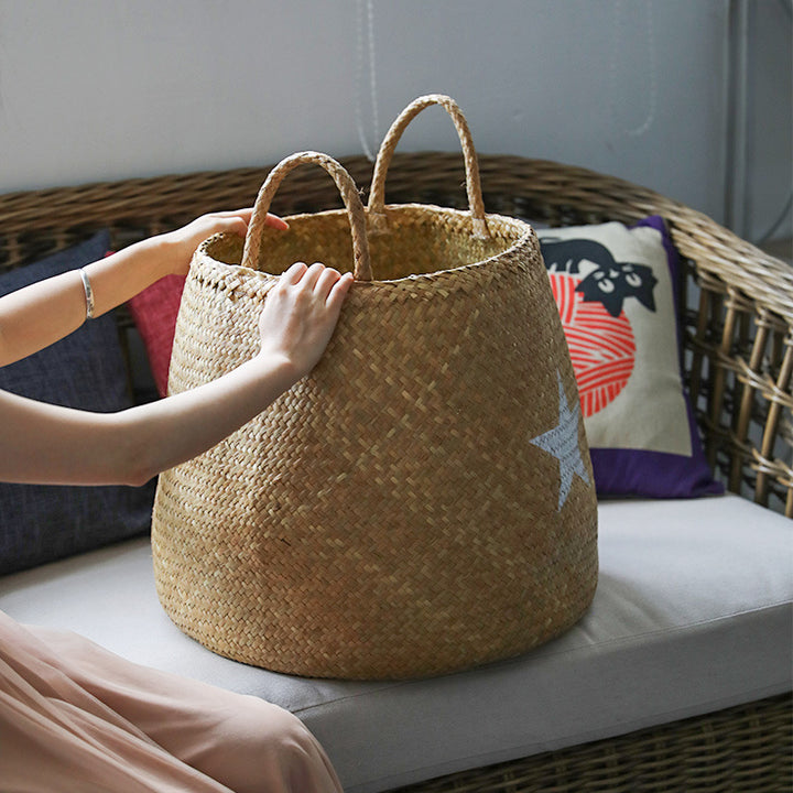 Decorative Natural Wicker Storage Basket Bowlift