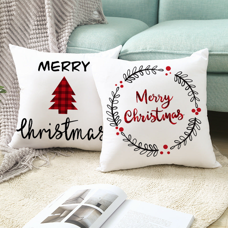 Festive Christmas Tree Typography Throw Pillow Cover