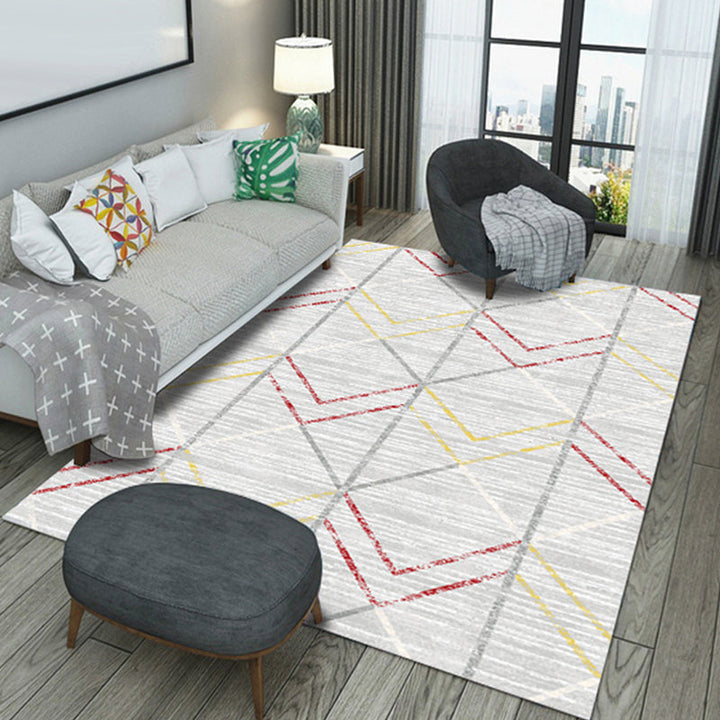 Gray striped carpet Polyester Modern carpet Washable Non-slip Pet-friendly carpet for the living room | Bowlift