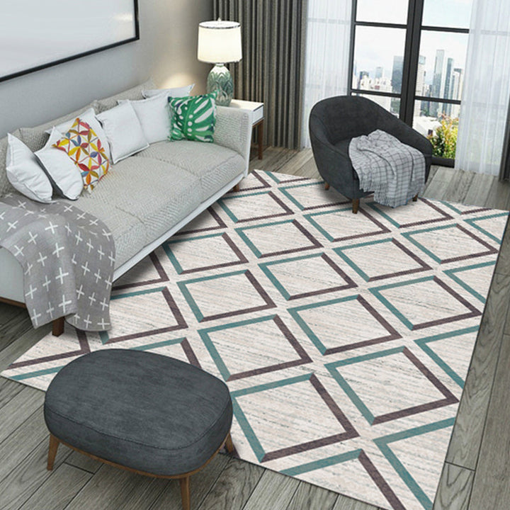 Gray striped carpet Polyester Modern carpet Washable Non-slip Pet-friendly carpet for the living room | Bowlift