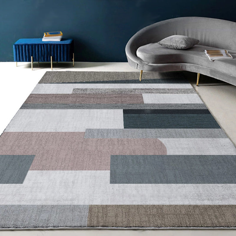 BowLift | Modernist Geometric Pattern Rug with Strips Multicolor Polyester Rug Non-Slip Back Washable Pet Friendly Carpet for Home