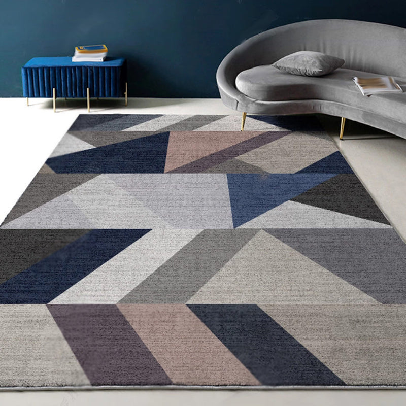 BowLift | Modernist Geometric Pattern Rug with Strips Multicolor Polyester Rug Non-Slip Back Washable Pet Friendly Carpet for Home