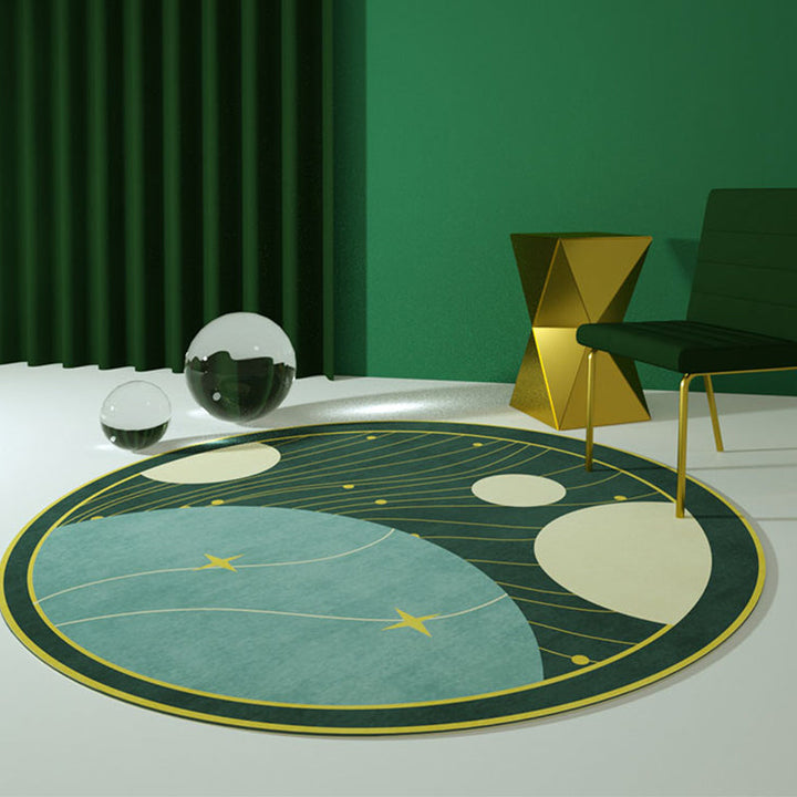 Multicolored space pattern rug Polyester Modern rug Washable Non-slip Pet-friendly area rug for the living room | Bowlift