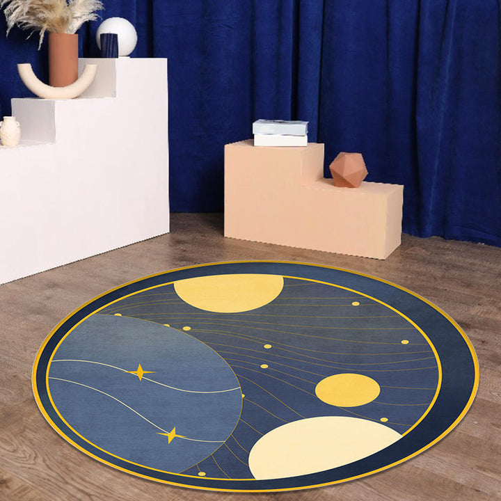 Multicolored space pattern rug Polyester Modern rug Washable Non-slip Pet-friendly area rug for the living room | Bowlift