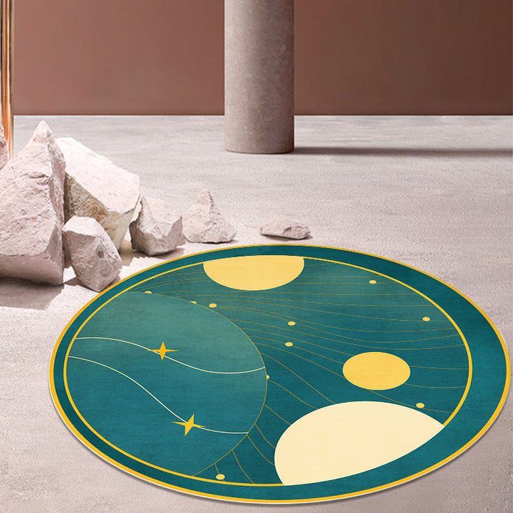 Multicolored space pattern rug Polyester Modern rug Washable Non-slip Pet-friendly area rug for the living room | Bowlift