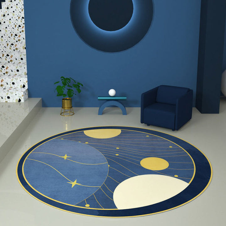 Multicolored space pattern rug Polyester Modern rug Washable Non-slip Pet-friendly area rug for the living room | Bowlift
