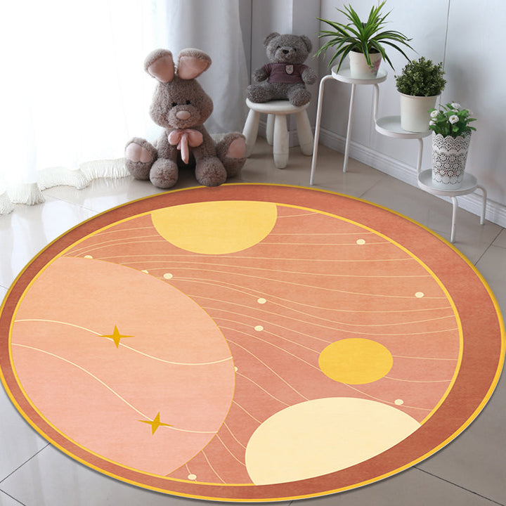 Multicolored space pattern rug Polyester Modern rug Washable Non-slip Pet-friendly area rug for the living room | Bowlift