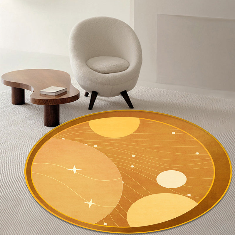 Multicolored space pattern rug Polyester Modern rug Washable Non-slip Pet-friendly area rug for the living room | Bowlift