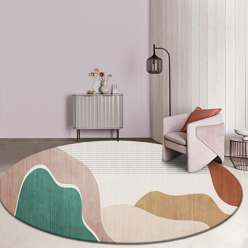 Simple Colorblock Rug Multicolored Polyester Rug Non-slip Backing Washable Pet-friendly Rug for Home | Bowlift