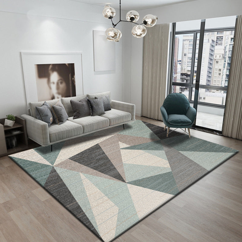 Modern geometric pattern rug Multicolored Polyester rug Non-slip backing Washable Pet-friendly flooring for bedroom | Bowlift