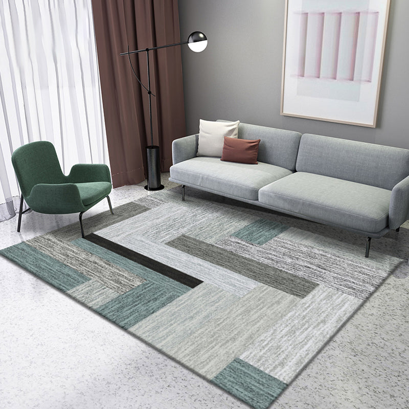 Modern geometric pattern rug Multicolored Polyester rug Non-slip backing Washable Pet-friendly flooring for bedroom | Bowlift