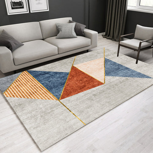 Casual contemporary rug Multicolor geometric and striped pattern rug washable pet-friendly non-slip rug for the living room | Bowlift