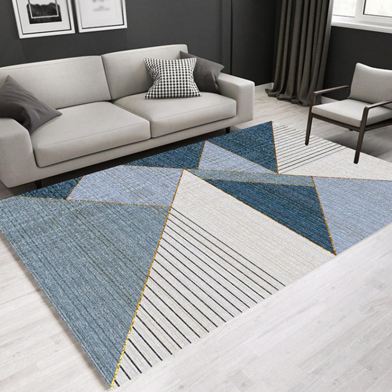 Casual contemporary rug Multicolor geometric and striped pattern rug washable pet-friendly non-slip rug for the living room | Bowlift