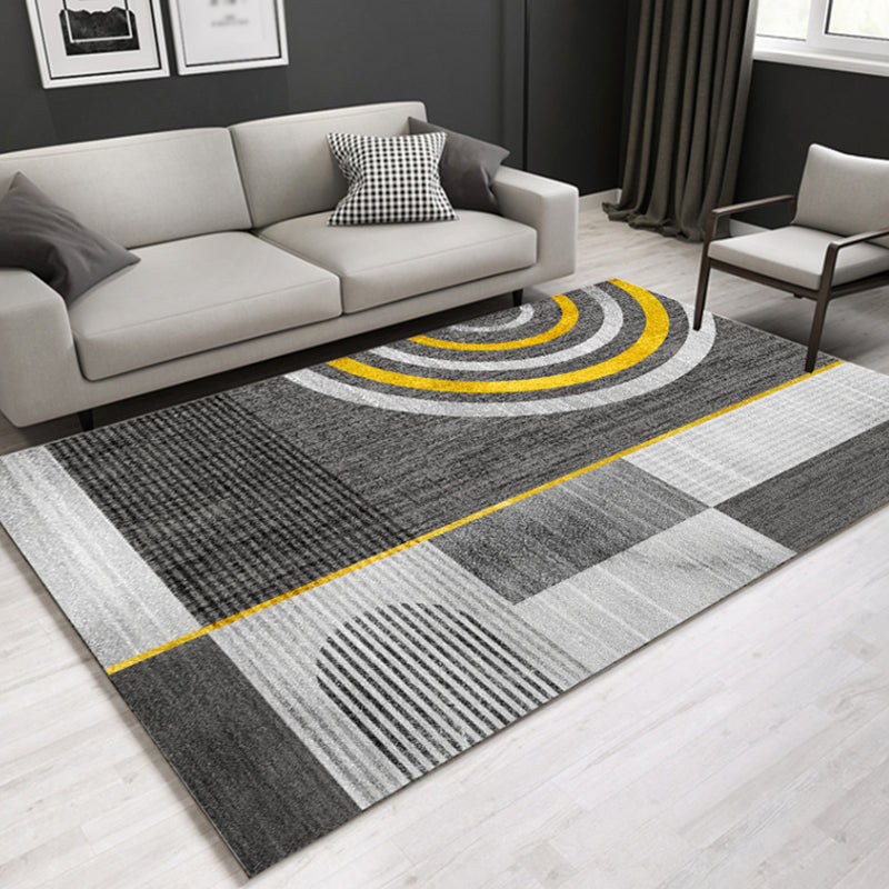 Casual contemporary rug Multicolor geometric and striped pattern rug washable pet-friendly non-slip rug for the living room | Bowlift