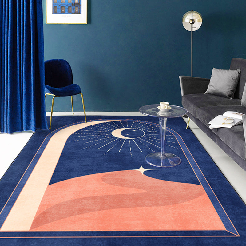 Blue Moon Pattern Carpet Polyester Modern Carpet Washable Non-Slip Pet-Friendly Carpet for the Living Room | Bowlift