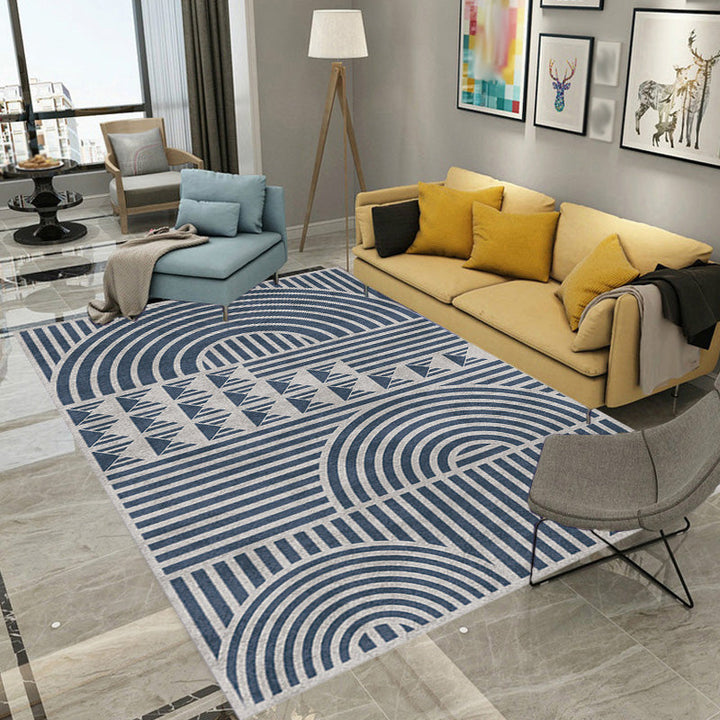 Creative Modernist Carpet Polyester Geometric and Stripe Pattern Carpet Washable Pet-Friendly Non-Slip Carpet for the Living Room | Bowlift