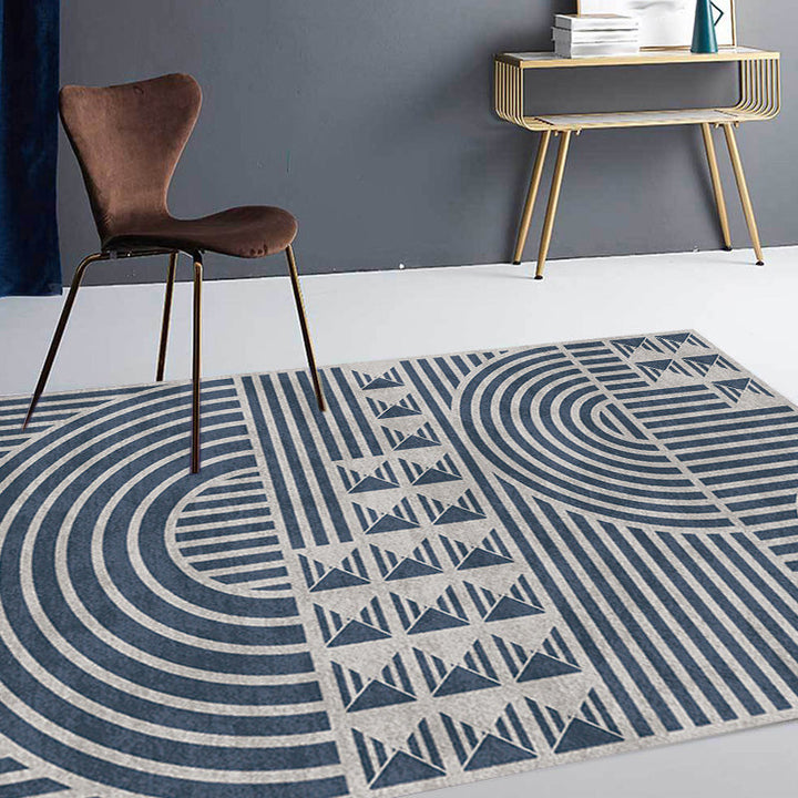 Creative Modernist Carpet Polyester Geometric and Stripe Pattern Carpet Washable Pet-Friendly Non-Slip Carpet for the Living Room | Bowlift