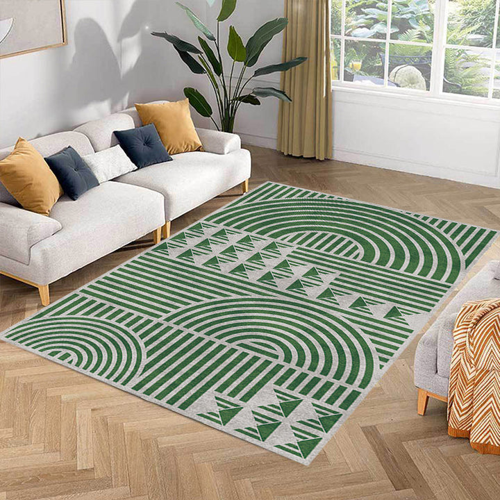 Creative Modernist Carpet Polyester Geometric and Stripe Pattern Carpet Washable Pet-Friendly Non-Slip Carpet for the Living Room | Bowlift