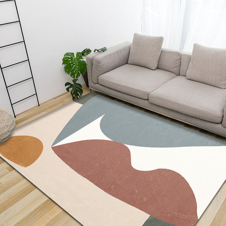 BowLift | Unique Multicolor Modernist Carpet Polyester Color Block Carpet Washable Pet Friendly Non-Slip Rug for Living Room