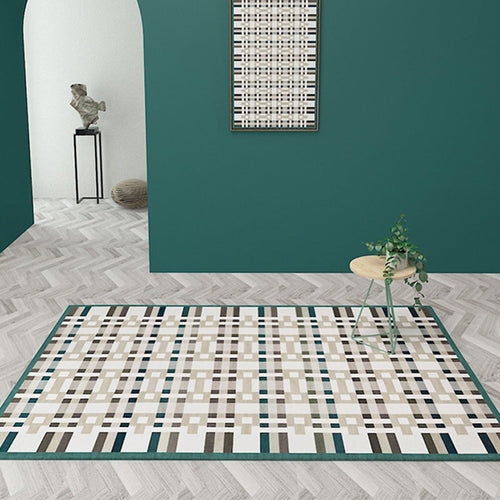 BowLift | Simple Multicolor Modernist Carpet Polyester Geometric and Checkered Pattern Carpet Washable Pet-Friendly Non-Slip Carpet for the Living Room