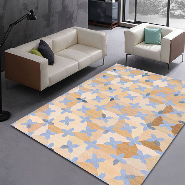 BowLift | Simple Multicolor Modernist Carpet Polyester Geometric and Checkered Pattern Carpet Washable Pet-Friendly Non-Slip Carpet for the Living Room