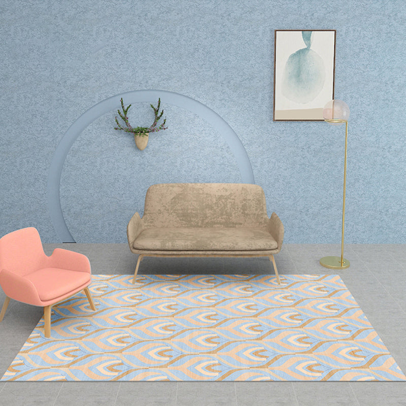 BowLift | Simple Multicolor Modernist Carpet Polyester Geometric and Checkered Pattern Carpet Washable Pet-Friendly Non-Slip Carpet for the Living Room