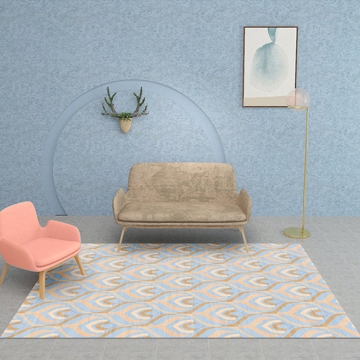 BowLift | Simple Multicolor Modernist Carpet Polyester Geometric and Checkered Pattern Carpet Washable Pet-Friendly Non-Slip Carpet for the Living Room