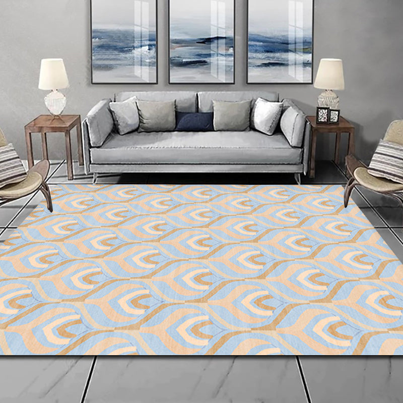 BowLift | Simple Multicolor Modernist Carpet Polyester Geometric and Checkered Pattern Carpet Washable Pet-Friendly Non-Slip Carpet for the Living Room