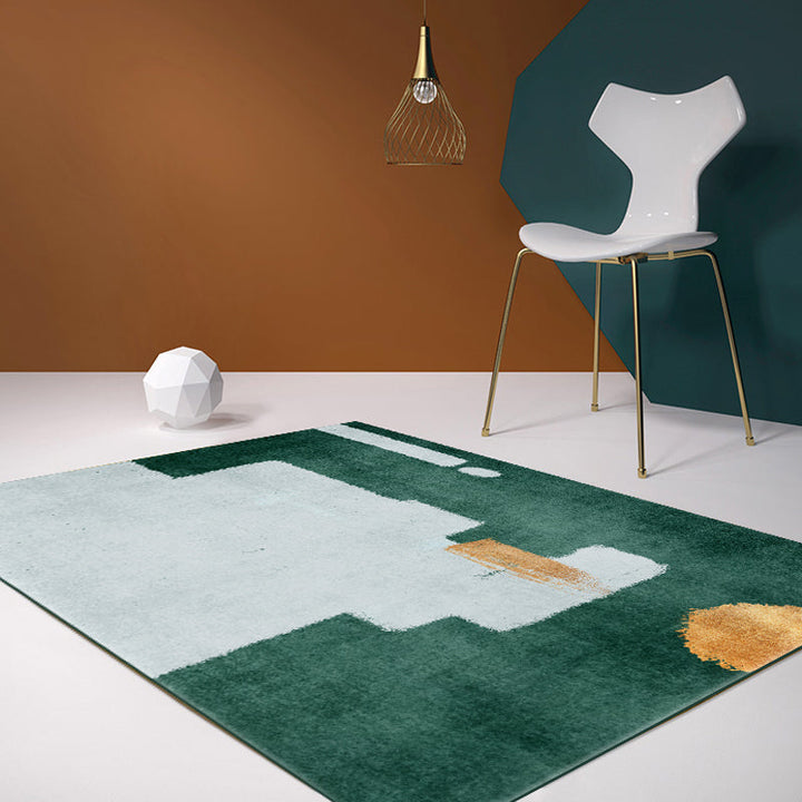 Green Abstract Carpet Polyester Modern Carpet Washable Non-Slip Pet-Friendly Carpet for the Living Room | Bowlift