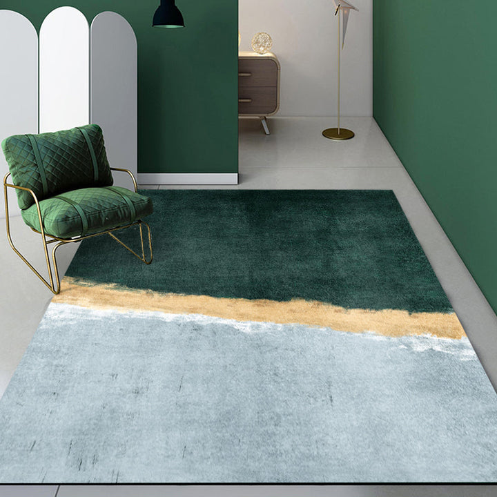 Green Abstract Carpet Polyester Modern Carpet Washable Non-Slip Pet-Friendly Carpet for the Living Room | Bowlift