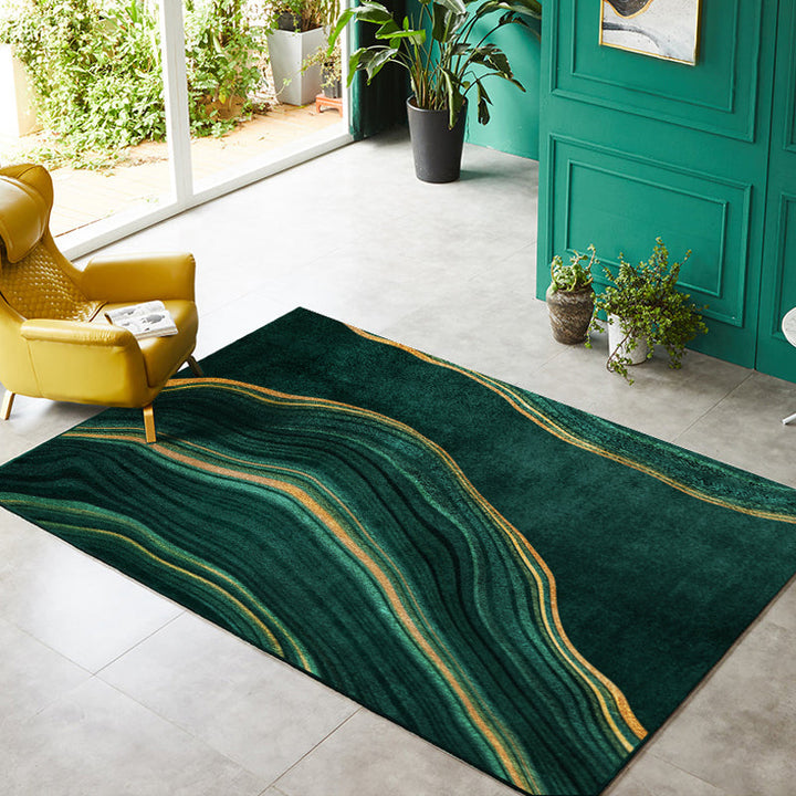Green Abstract Carpet Polyester Modern Carpet Washable Non-Slip Pet-Friendly Carpet for the Living Room | Bowlift