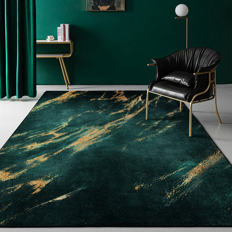 Green Abstract Carpet Polyester Modern Carpet Washable Non-Slip Pet-Friendly Carpet for the Living Room | Bowlift