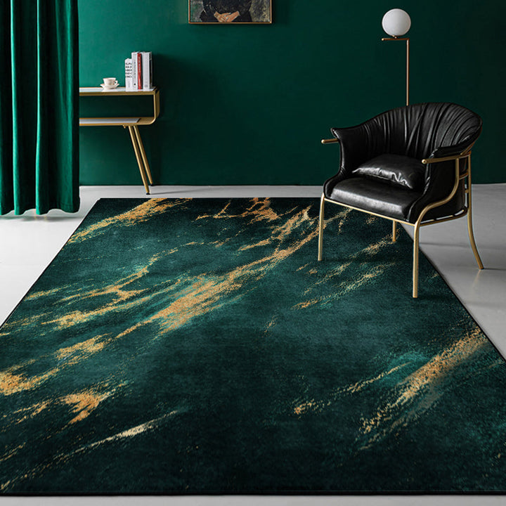 Green Abstract Carpet Polyester Modern Carpet Washable Non-Slip Pet-Friendly Carpet for the Living Room | Bowlift